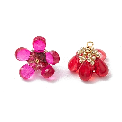 Glass Flowers Pendants PALLOY-MZ00629-1