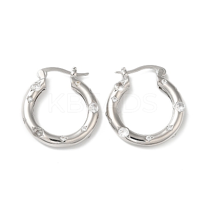 Cubic Zirconia Hoop Earrings EJEW-Z019-23D-P-1
