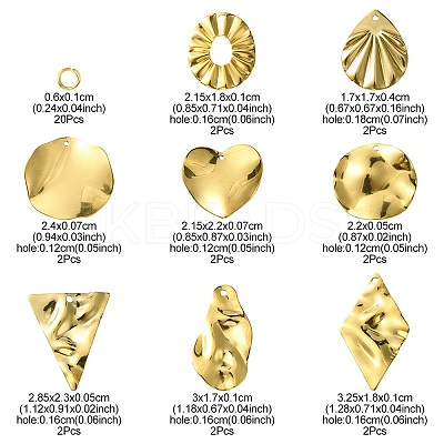 16Pcs 8 Style 201 Stainless Steel Pendants DIY-FS0005-37G-1