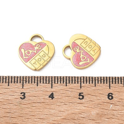 Valentine's Day 304 Stainless Steel Enamel Pendants STAS-B142-06G-1