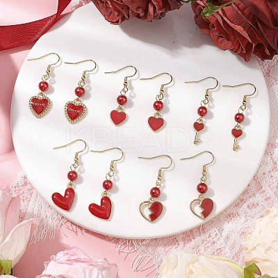 Alloy Enamel Heart Dangle Earrings EJEW-JE06272-02-1
