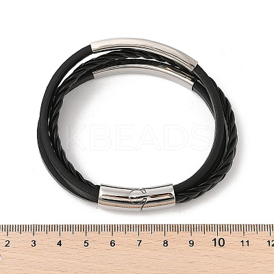 Braided Microfiber Leather Multi-strand Bracelets for Men BJEW-Z081-02P-1