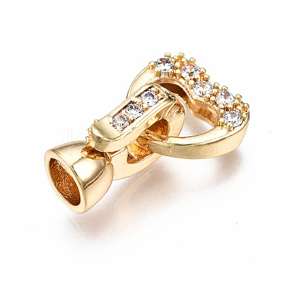 Brass Micro Pave Clear Cubic Zirconia Fold Over Clasps KK-T063-62G-NF-1