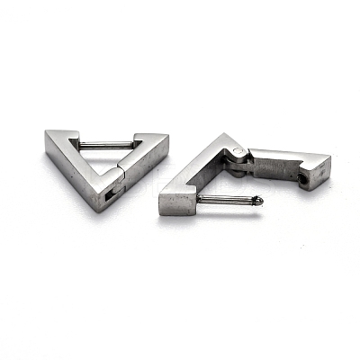 Tarnish Resistant 304 Stainless Steel Triangle Huggie Hoop Earrings STAS-H156-02C-P-1