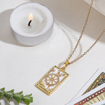 Brass with Cubic Zirconia Pendants Necklaces NJEW-LP0001-45M-G-1