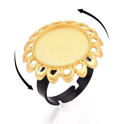 Adjustable Flower Alloy & Iron Bezel Cup Ring Base with Rotatable Tray MAK-T012-08G-1