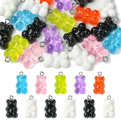 10Pcs 5 Colors Transparent Resin Pendants CRES-YW0001-35A-1