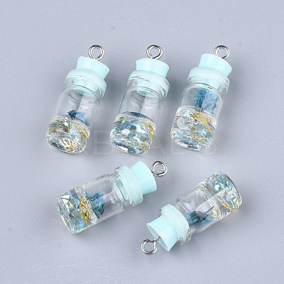 Glass Bottle Pendant Decorations X-GLAA-S181-05B-1