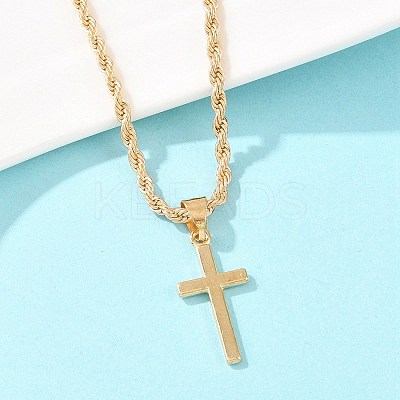 Alloy Cross Pendant Necklaces & Chain Bracelets Sets for Women SJEW-A002-01G-1
