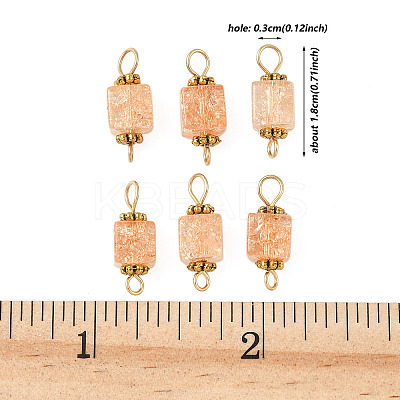 10Pcs Transparent Crackled Glass Cube Connector Charms PALLOY-JF03942-1