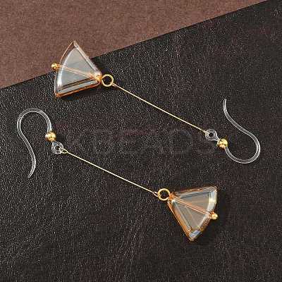 Electroplated 304 Stainless Steel Resin Fan Dangle Earrings EJEW-Z129-11G-01-1