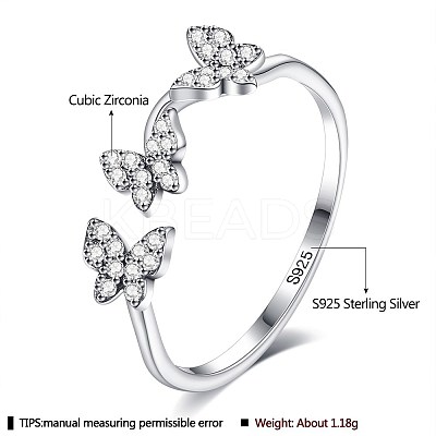 Anti-Tarnish Rhodium Plated 925 Sterling Silver Cuff Rings RJEW-BB66961-1