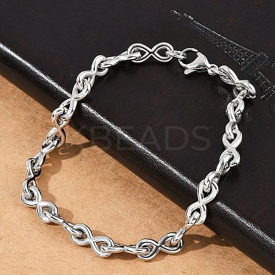 304 Stainless Steel Infinity Link Chain Bracelets for Women Men BJEW-F488-53A-P-1