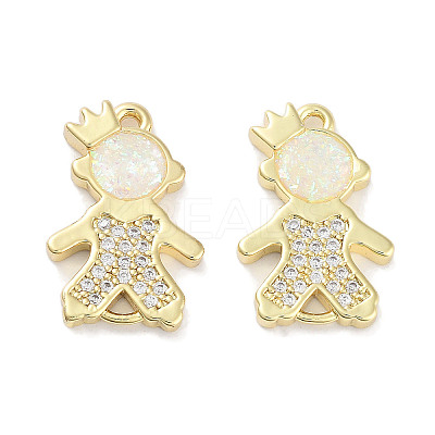 Brass Micro Pave Clear Cubic Zirconia Pendants KK-L213-043G-01-1