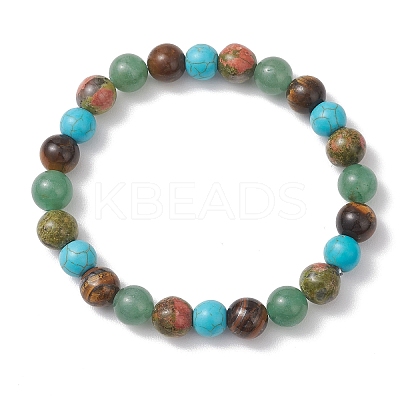 Natural & Synthetic Gemstone Beads Stretch Bracelets for Women BJEW-JB13270-1