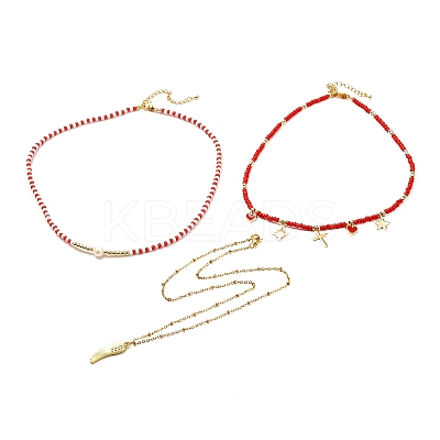 Wing & Cross & Heart & Star Pendant Necklaces for Girl Women NJEW-JN03688-1