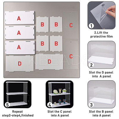 2-Tier Transparent Acrylic Minifigures Display Case ODIS-WH0043-23B-1