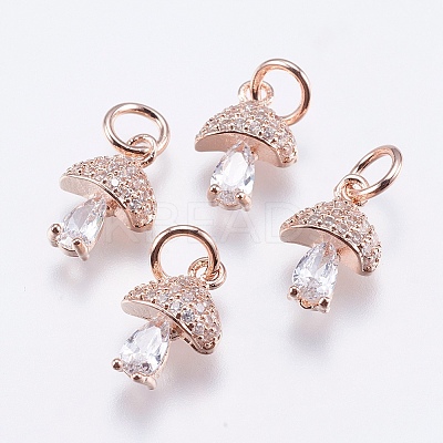 Brass Micro Pave Cubic Zirconia Charms LS-RB-I077-25RG-RS-1