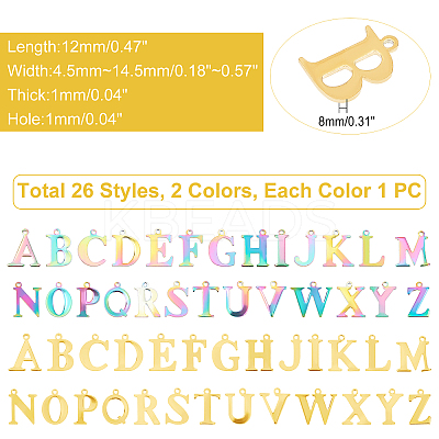 52Pcs 2 Color Ion Plating(IP) 304 Stainless Steel Charms STAS-DC0005-78-1