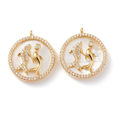 Real 18K Gold Plated Brass Micro Pave Clear Cubic Zirconia Pendants ZIRC-Z007-22B-1