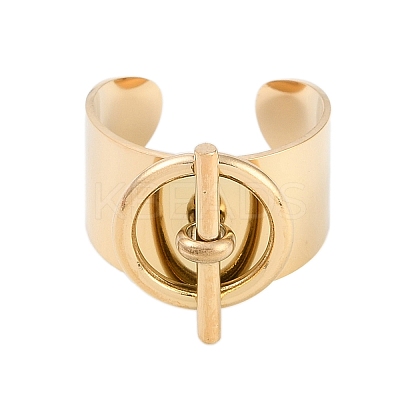 304 Stainless Steel Circular & Rod-shaped Open Cuff Rings RJEW-C095-01G-1