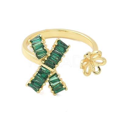 Bowknot & Flower Brass Micro Pave Cubic Zirconia Cuff Ring Settings KK-K297-20G-1