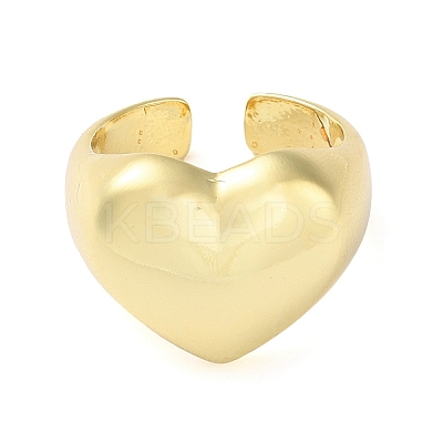 Eco-Friendly Brass Heart Open Cuff Rings for Women RJEW-A025-02G-1