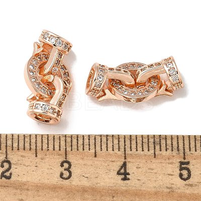 Brass Clear Cubic Zirconia Fold Over Clasps LS-KK-Q019-07RG-1