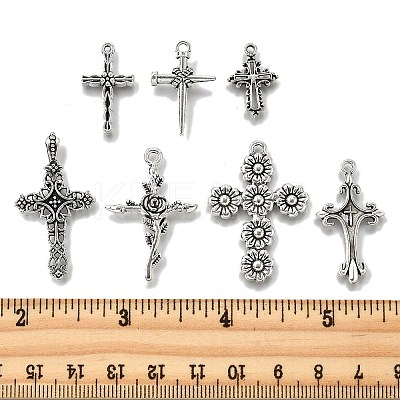35Pcs 7 Styles Tibetan Style Alloy Pendants TIBE-FP0001-20-1