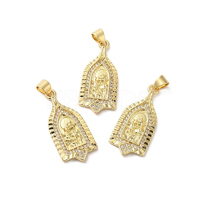 Rack Plating Brass Pave Cubic Zirconia Pendants KK-O142-39G-1