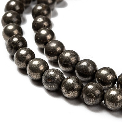 Natural Pyrite Beads Strands G-L031-6mm-01-1