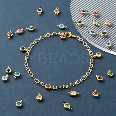 24Pcs 12 Colors 304 Stainless Steel Rhinestone Charms & Links connectors STAS-LS0001-28G-1