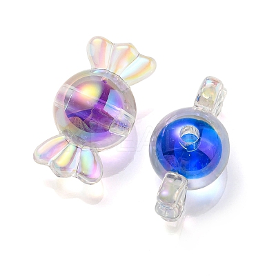 UV Plating Rainbow Iridescent Acrylic Beads PACR-E001-01-1