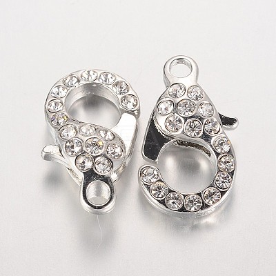 Alloy Glass Rhinestone Lobster Claw Clasps ZIRC-F022-63P-1