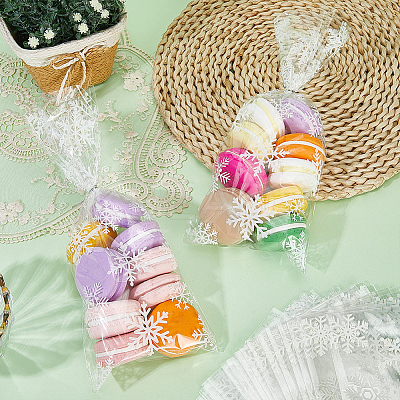 100Pcs Christmas Snowflake Printed OPP Cellophane Candy Packaging Bags ABAG-GF0001-41A-1