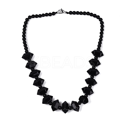 Natural Black Onyx(Dyed & Heated) Round & Cone Beaded Necklaces NJEW-N064-03B-1