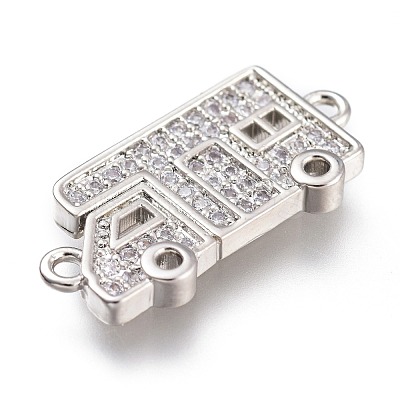 Brass Micro Pave Clear Cubic Zirconia Links ZIRC-A012-04P-1