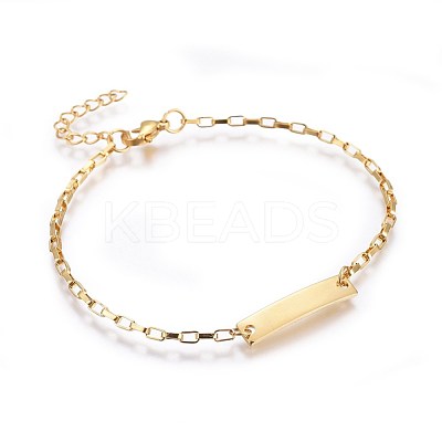 Ion Plating(IP) 304 Stainless Steel ID Bracelets BJEW-L637-07-G-1