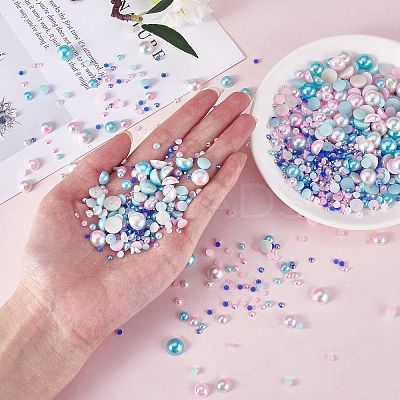 60g Resin patch multi size mixed pearl patch DIY jewelry accessories(2 bags) JX586B-1