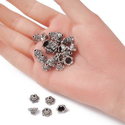 Tibetan Style Alloy Flower Bell Filigree Bead Caps PALLOY-YW0001-79-1
