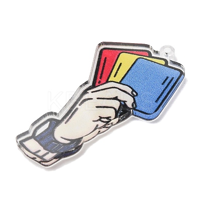 Football Theme Printed Transparent Acrylic Pendants OACR-B055-03E-1