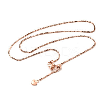 1mm Rack Plating Brass Box Chain Adjustable Slider Necklaces for Women Men MAK-L044-08RG-1