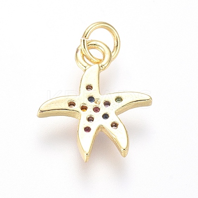 Brass Micro Pave Cubic Zirconia Charms X-ZIRC-I032-54G-1