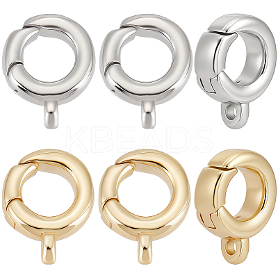 10Pcs 2 Colors Brass Spring Gate Rings KK-BBC0018-84-1