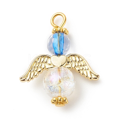 Transparent Acrylic & Alloy & Synthetic Crackle Quartz Pendants PALLOY-JF01758-1