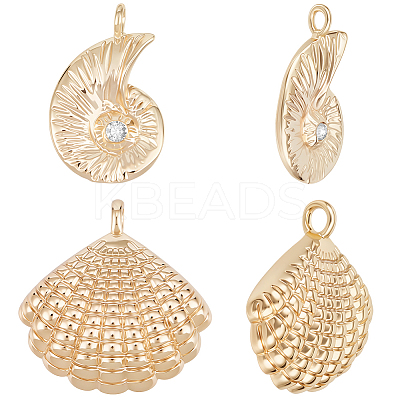 12Pcs 2 Style Brass Micro Pave Clear Cubic Zirconia Pendants KK-BBC0018-37-1