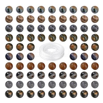 100Pcs 8mm Natural Ocean Agate/Ocean Jasper Round Beads DIY-LS0002-59-1