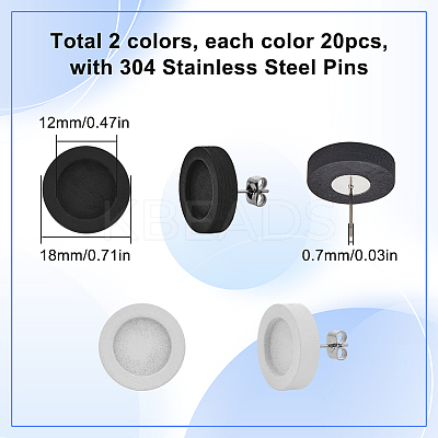 40Pcs 2 Colors Wooden Stud Earring Findings FIND-SC0012-22-1