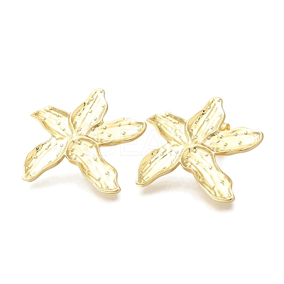 Rack Plating Starfish Brass Stud Earrings EJEW-H016-28G-1