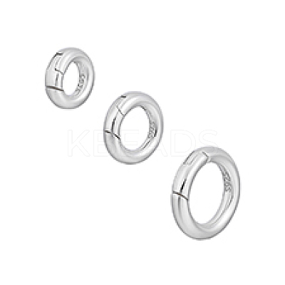 3Pcs 3 Style 925 Sterling Silver Spring Gate Rings STER-PH0003-31-1